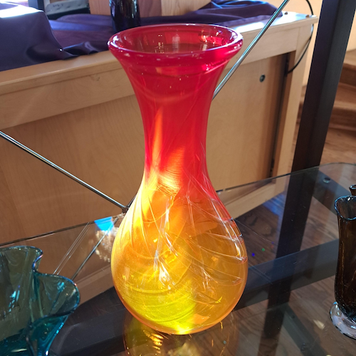 DB-668 Vase - Red and Yellow Bubble Vase $195 at Hunter Wolff Gallery