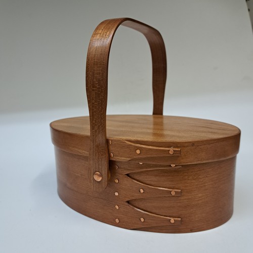 BJ-003 Shaker Treasure Box w/handle, Cherry and Lacewood $165 at Hunter Wolff Gallery