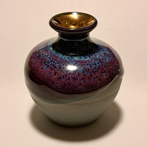 Click to view detail for JP-005 Pottery Handmade Miniature Vase Gold, Blue, Chianti, Gray $68