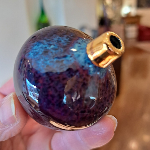 JP-009 Pottery Handmade Miniature Vase Gold, Blue, Port, Gray $68 at Hunter Wolff Gallery