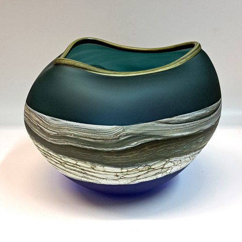 GBG-015 Bowl, Agate Freeform Sage, Cobalt $730 at Hunter Wolff Gallery