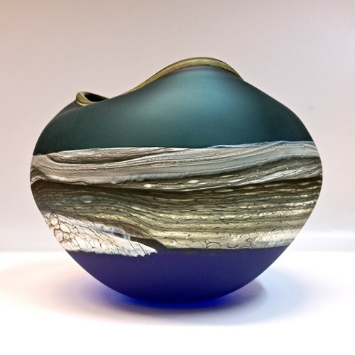 GBG-015 Bowl, Agate Freeform Sage, Cobalt $730 at Hunter Wolff Gallery