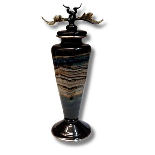Click to view detail for GBG-016 Urn, Black Opal Cobalt Footed Vessel $2445
