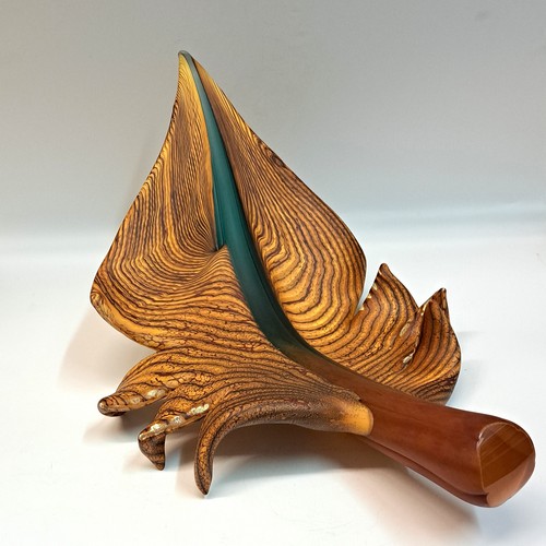 GBG-019 Leaf, Arbor Sculpture Gold, Sage, Topaz $635 at Hunter Wolff Gallery