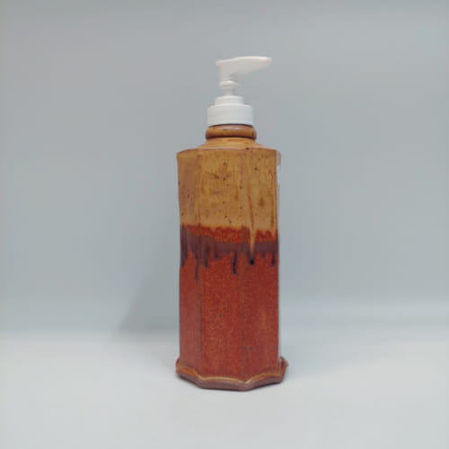 #220202 Soap Dispenser Tan/Rust $16 at Hunter Wolff Gallery