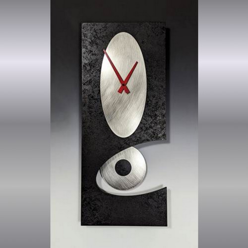 Click to view detail for LL-022 Black 24 Pendulum Clock, Steel Oval $325