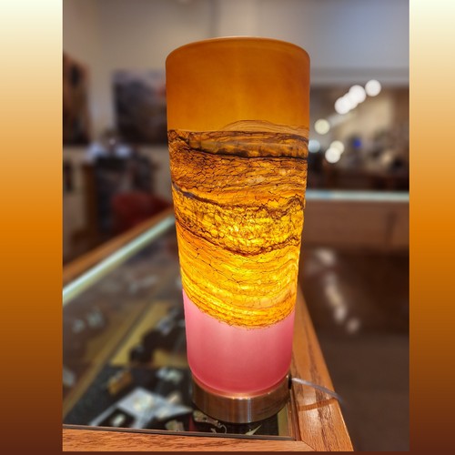 Click to view detail for GBG-058 Pillar Table Lamp Tangerine & Ruby $699