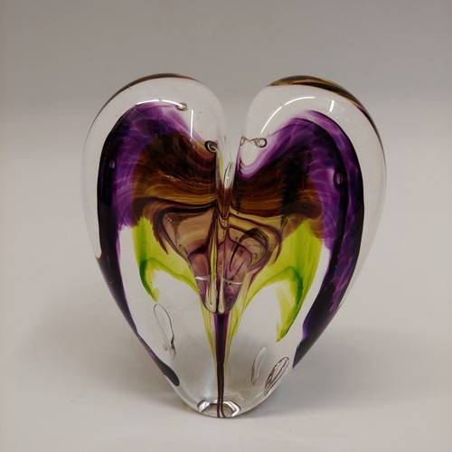 DG-073 Heart Purple, Lime and Brown $110 at Hunter Wolff Gallery