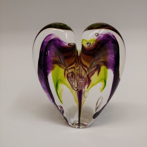 DG-073 Heart Purple, Lime and Brown $110 at Hunter Wolff Gallery