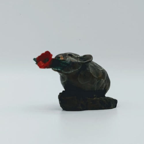 FL086 Pika Grey with Single Rose $125 at Hunter Wolff Gallery
