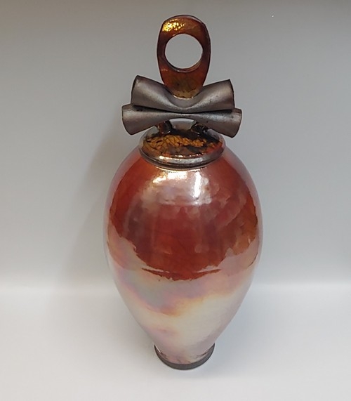 BS-010 Vase, Lidded Ferric Chloride 17x6.5 $350 by Bob Smith