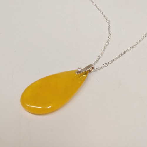 HWG-101 Pendant Yellow Pear Shape with silver; CZ $74 at Hunter Wolff Gallery