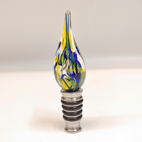 Click to view detail for DG-107 Bottle Stopper Teardrop  Blue & Yellow $48.50