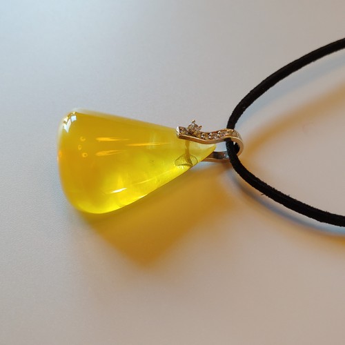 HWG-107 Pendant Yellow Triangular Shape; CZ Accent $93 at Hunter Wolff Gallery