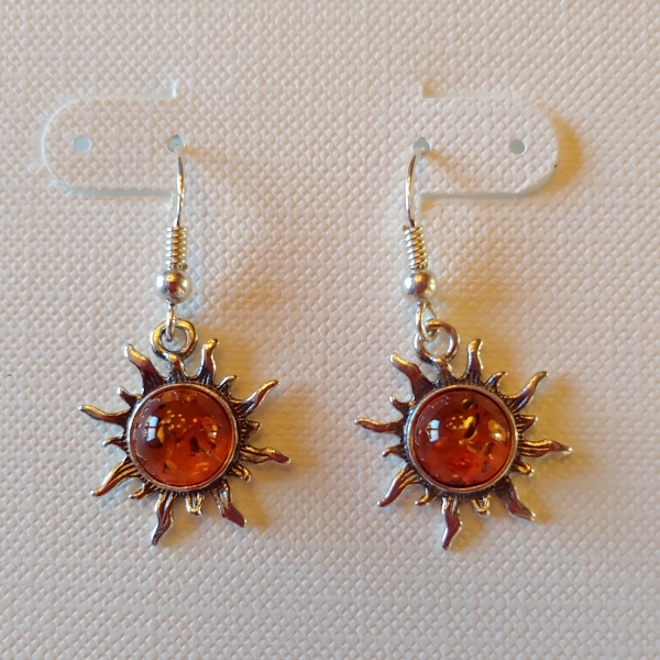 Click to view detail for HWG-113 Earrings Amber Star Burst $25