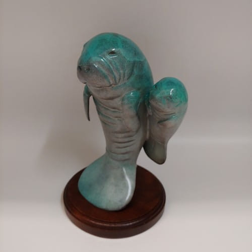FL111 Manatee Mamma and Baby 8x5.5x5 $995 at Hunter Wolff Gallery