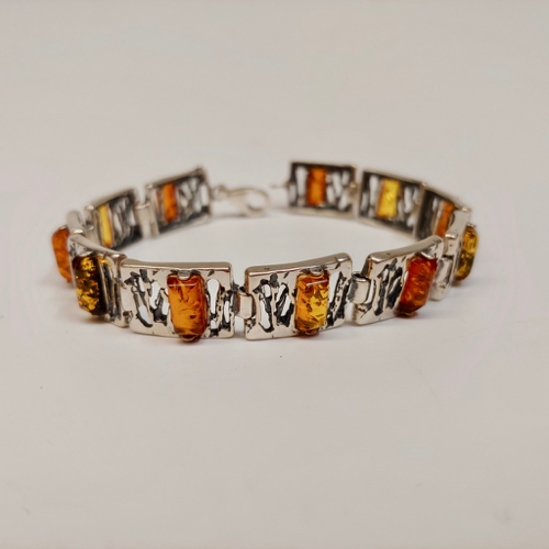 HWG-127 Bracelet Square Links, multi color amber $124 at Hunter Wolff Gallery