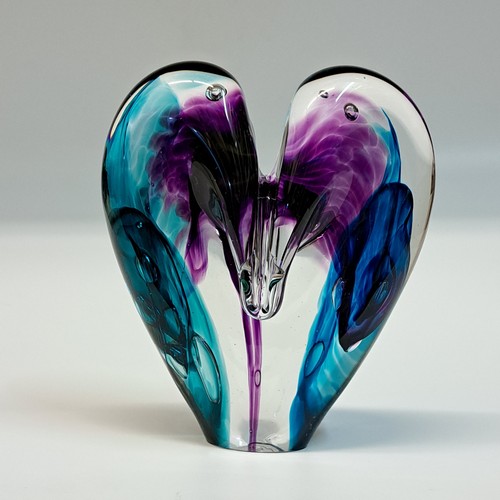 Click to view detail for DG-130 Blown Glass Heart Purple/Aqua $112