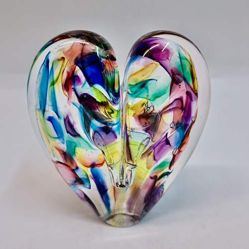 DG-141 Blown Glass Heart Abstract Rainbow $112 at Hunter Wolff Gallery