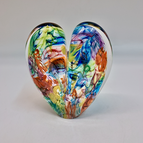 DG-143 Blown Glass Heart Scrambled Colors $112 at Hunter Wolff Gallery