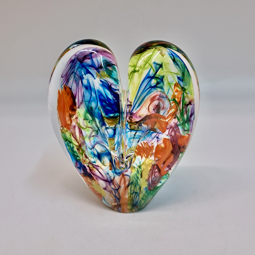 DG-143 Blown Glass Heart Scrambled Colors $112 at Hunter Wolff Gallery