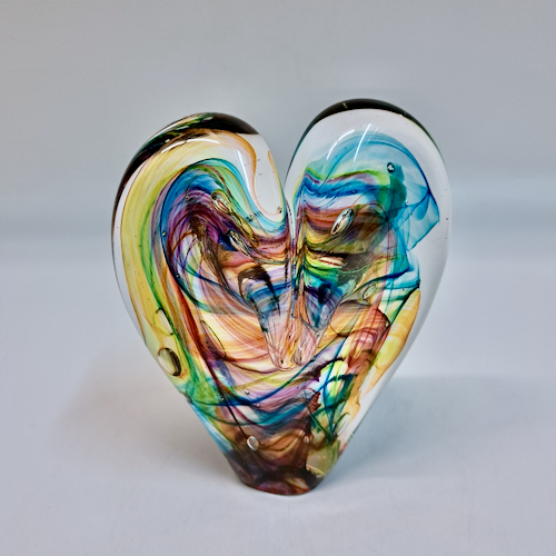 DG-144 Blown Glass Heart Rainbow Waves $112 at Hunter Wolff Gallery