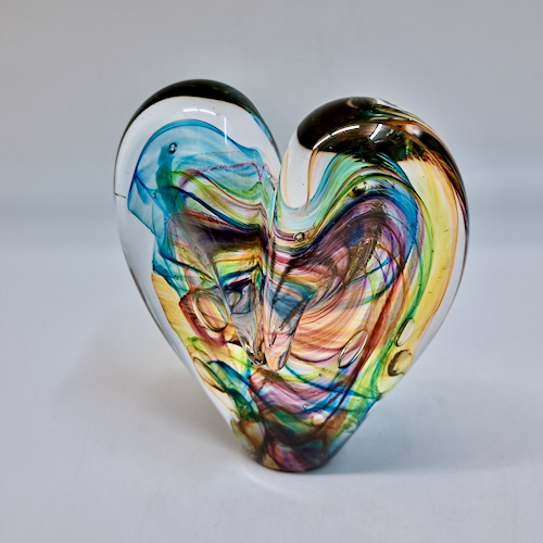 DG-144 Blown Glass Heart Rainbow Waves $112 at Hunter Wolff Gallery