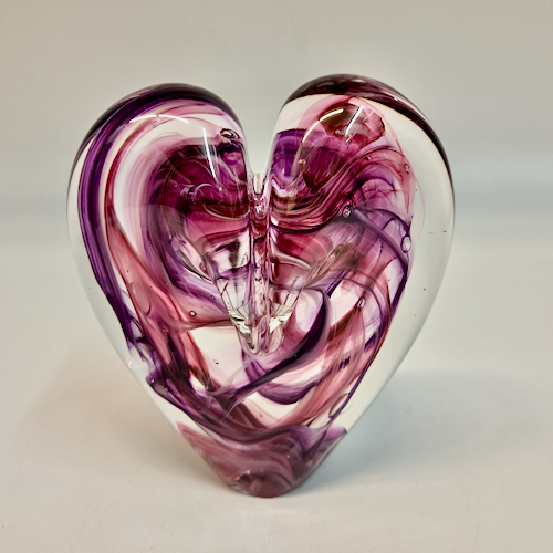 DG-145 Blown Glass Heart Cherry Swirl $112 at Hunter Wolff Gallery