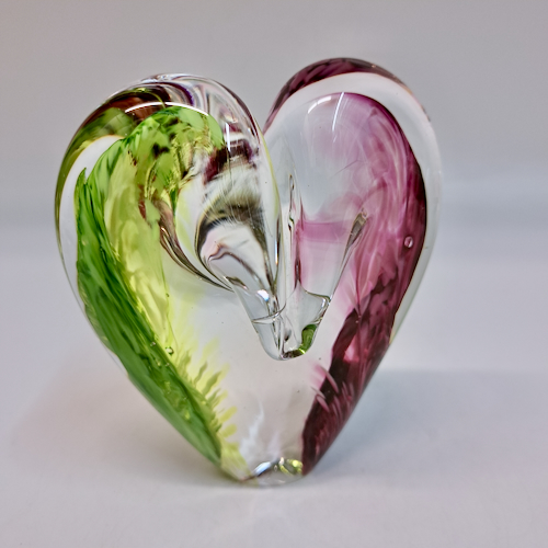 DG-147 Blown Glass Heart Cherry/Lime Green $112 at Hunter Wolff Gallery