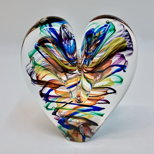 DG-149 Blown Glass Heart Rainbow Stringers $112 at Hunter Wolff Gallery