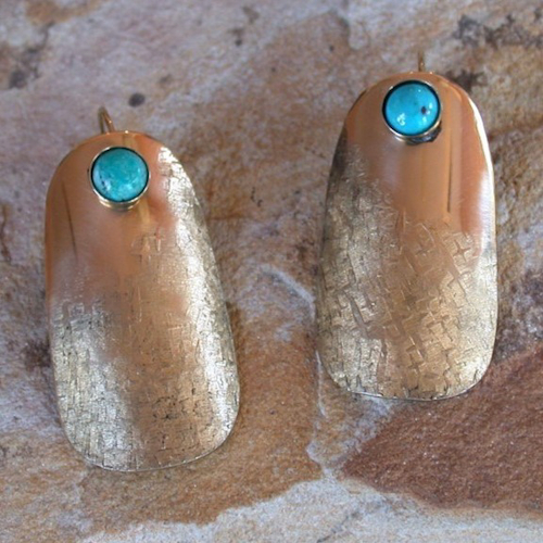 EC-156 Earrings Rounded Barrrel, TQ $90 at Hunter Wolff Gallery