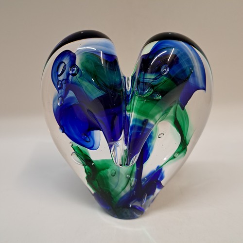 DG-165 Blown Glass Heart Cobalt & Green $112 at Hunter Wolff Gallery