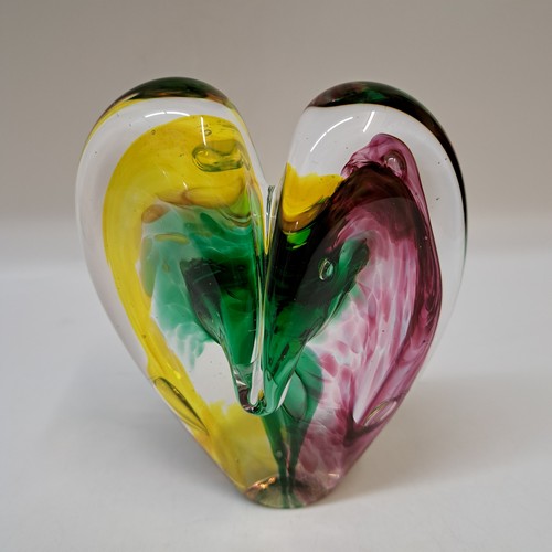 Click to view detail for DG-168 Blown Glass Heart  Soft Rose, Green, Lemon $112