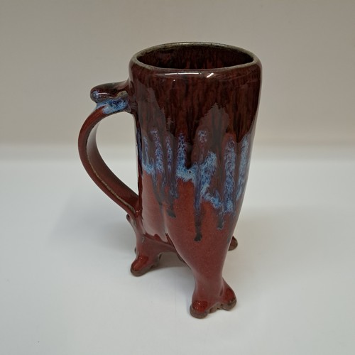 #251216 Mug, 3 Footed Red $24 at Hunter Wolff Gallery