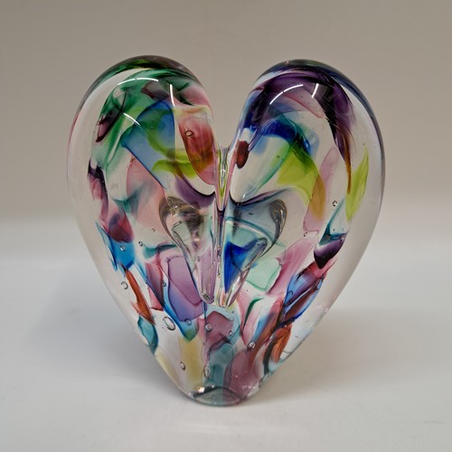 DG-171 Blown Glass Heart Abstract Rainbow $112 at Hunter Wolff Gallery