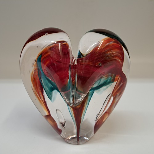 DG-173 Blown Glass Heart Red Rose and Agua $112 at Hunter Wolff Gallery