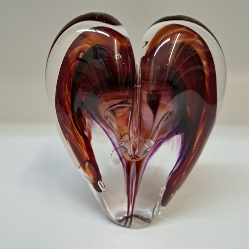 Click to view detail for DG-185 Blown Glass Heart Deep Red & Purple $112