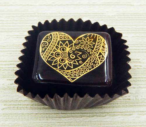 HG-060 Chocolate with Gold Hearts-Lotus $47 at Hunter Wolff Gallery
