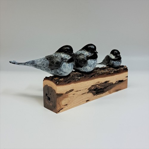 FL139 Chickadee Family on Oak $685 at Hunter Wolff Gallery