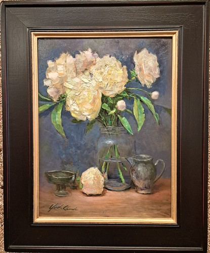 Click to view detail for Peonies in Glass 16x12 $950