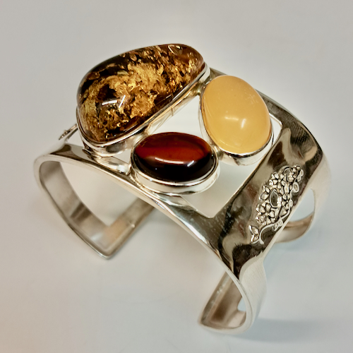 HWG-2395 Cuff Lemon, Butterscotch and Rum Amber $410 at Hunter Wolff Gallery