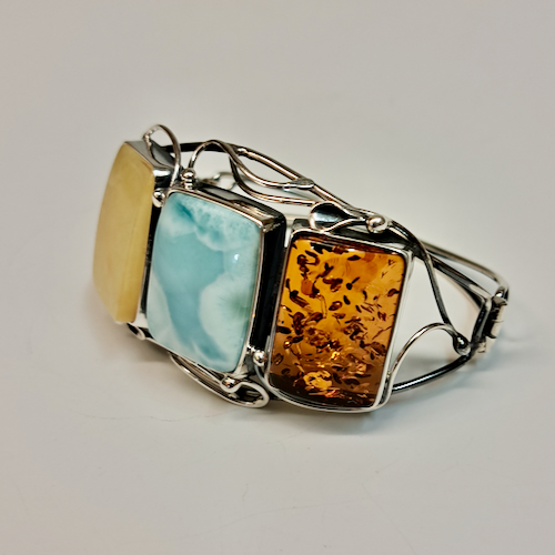 HWG-2397 Bracelet, Three Rectangle Stone $310 at Hunter Wolff Gallery