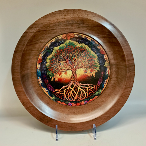 MH098 Platter, Walnut, Tree of Life Puzzle $225 at Hunter Wolff Gallery