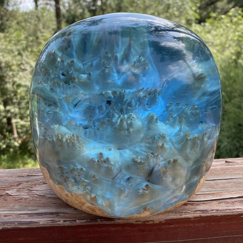 SH214 Maple & Blue Resin, 6 Inch Natural Cap $400 at Hunter Wolff Gallery