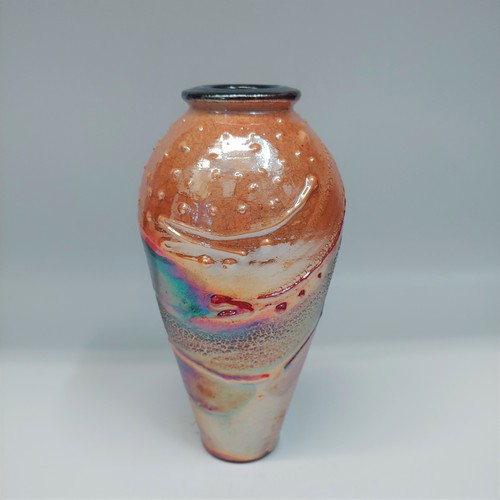 Click to view detail for #220216 Raku Vase 7.5x3.5 $32