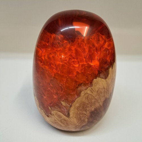 SH232 Red Resin with Red Mallee Burl $440 at Hunter Wolff Gallery