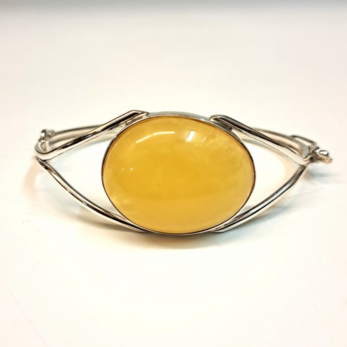 HWG-2406 Cuff, Oval Yellow Amber $205 at Hunter Wolff Gallery