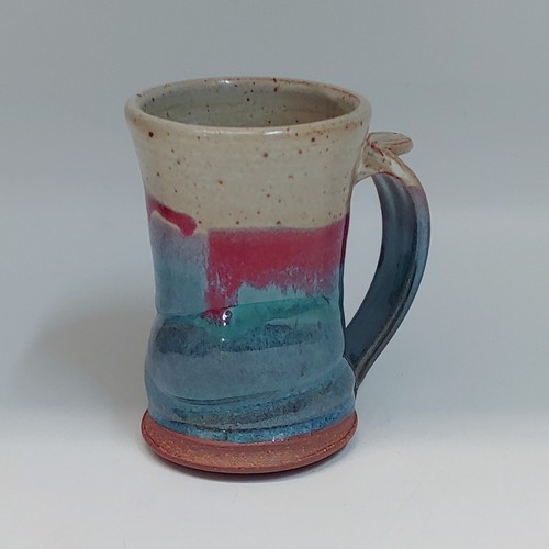 #220241 Mug, Hot & Cold Light Blue, Red, Sand $18 at Hunter Wolff Gallery
