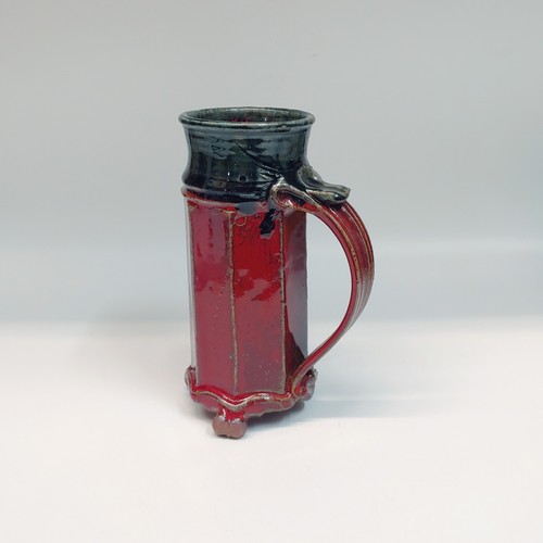 Click to view detail for #220246 Mug, 3-Footed, Red/black $25