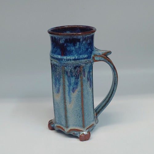 Click to view detail for #220249 Mug, 3-Footed, Blue/Brown/Black $25